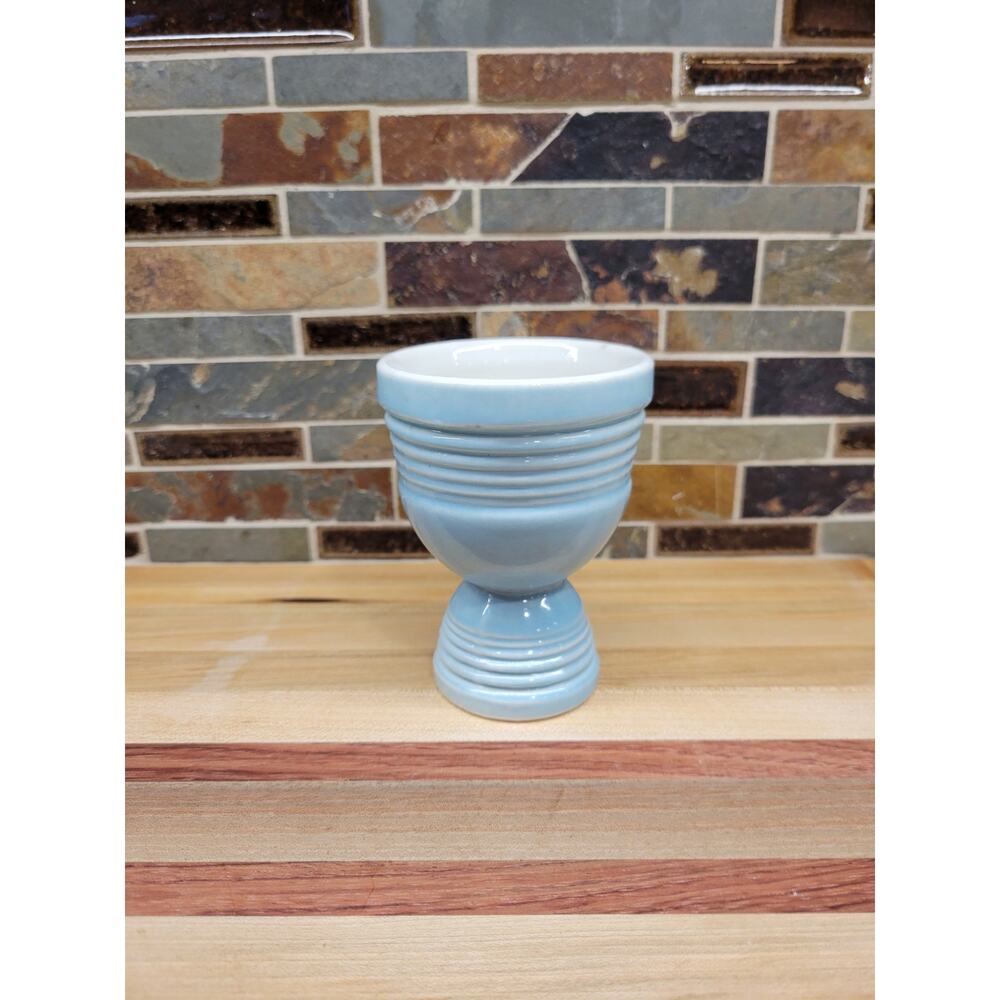 Vintage Hankscraft Blue Double Egg Cup Mid Century Art Deco